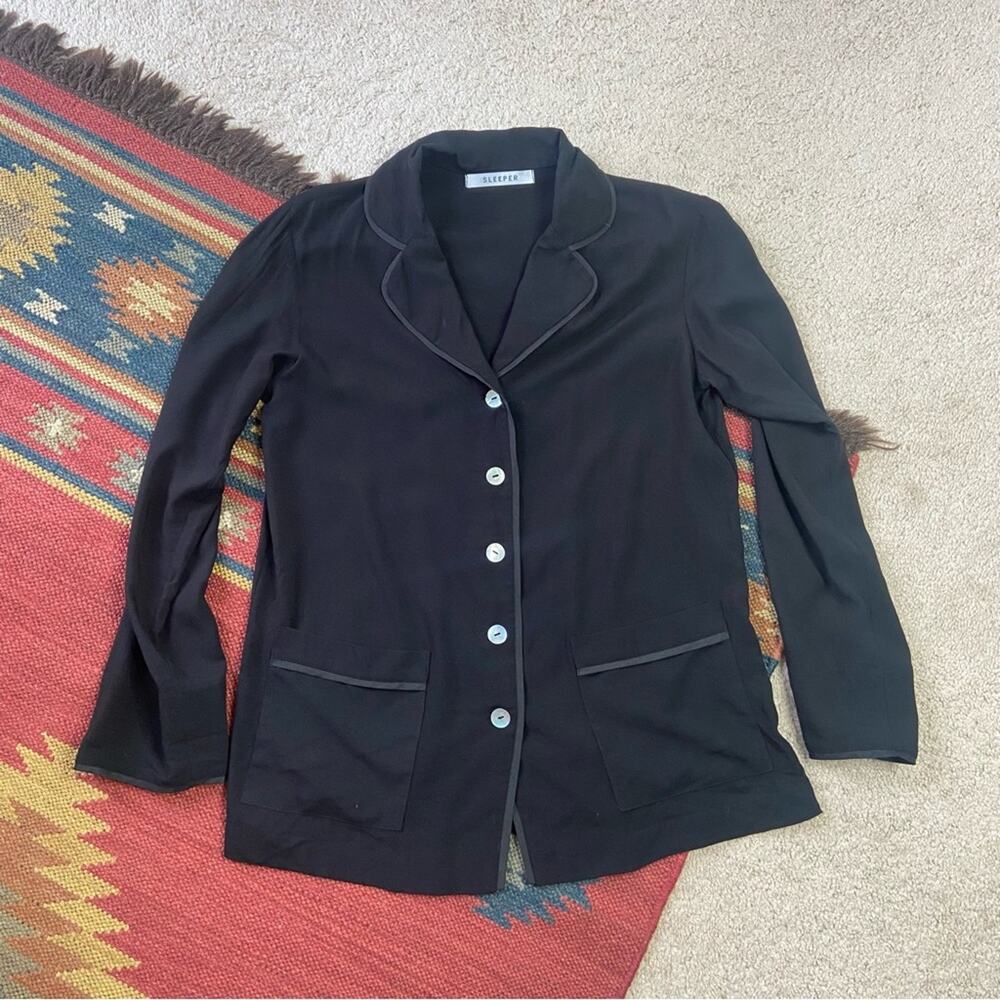 Sleeper Black Pajama Button Front Top Size XS